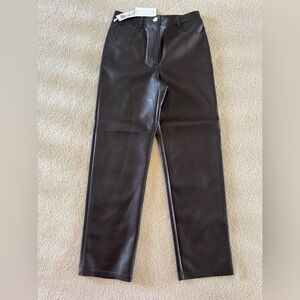 Aritzia Wilfred Melina Faux Leather Pants. High rise, straight cut, short length